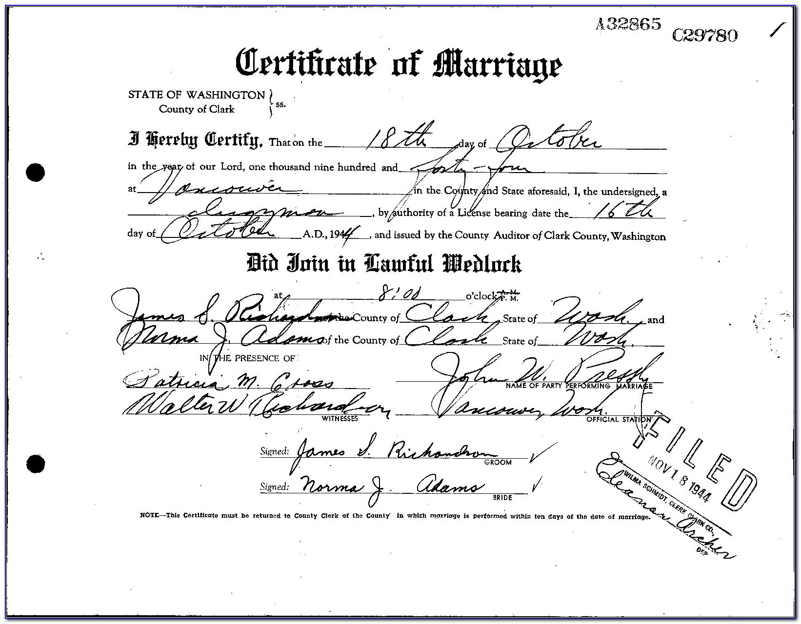 Clark County Vancouver Wa Marriage License