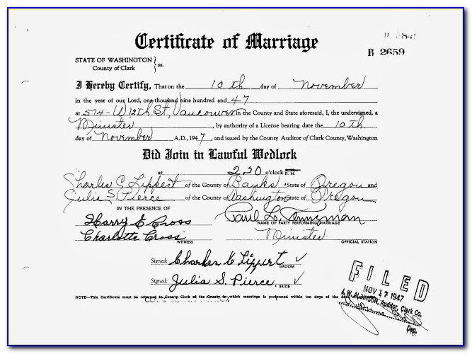 Clark County Wa Marriage License Copy