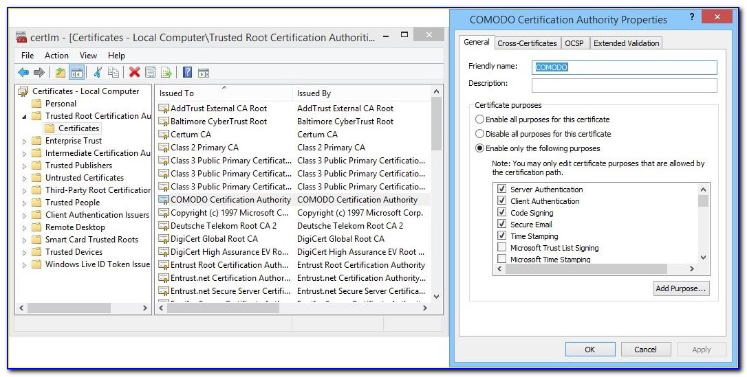 Comodo Trusted Root Certificate Download