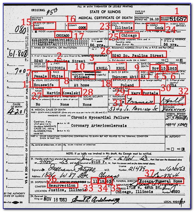 Cook County Death Certificates Genealogy