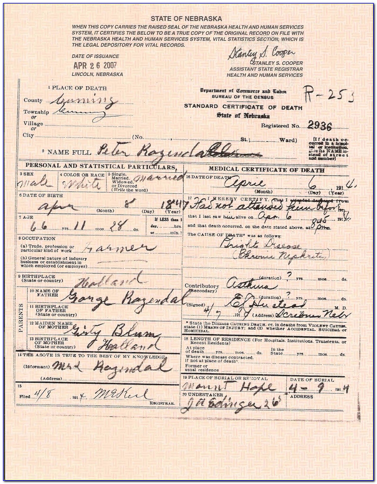 Copy Of Birth Certificate Douglas County Nebraska