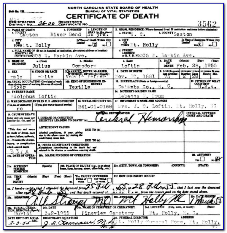 Copy Of Birth Certificate Mecklenburg County Nc