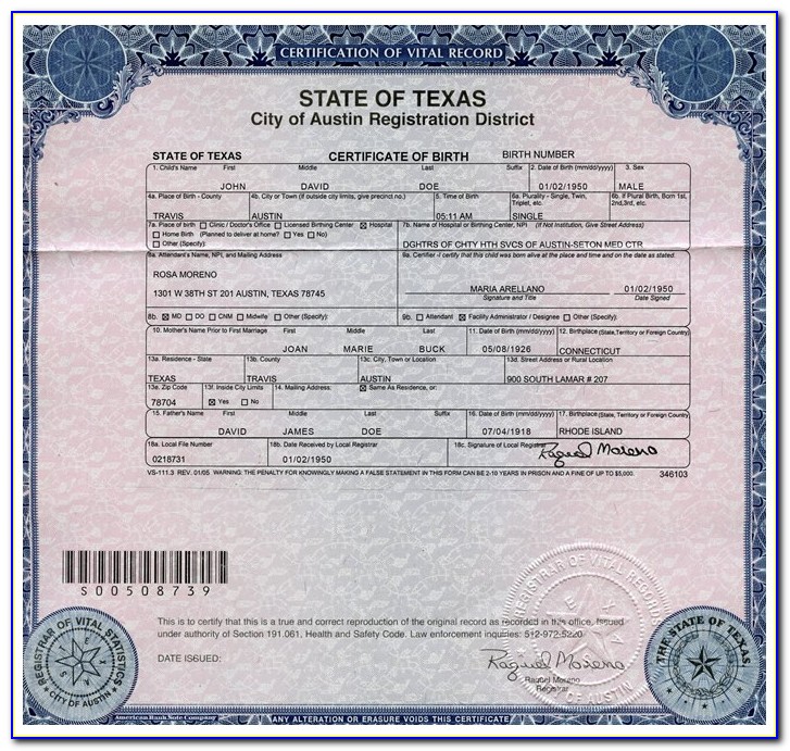 Copy Of Birth Certificate Texas Same Day