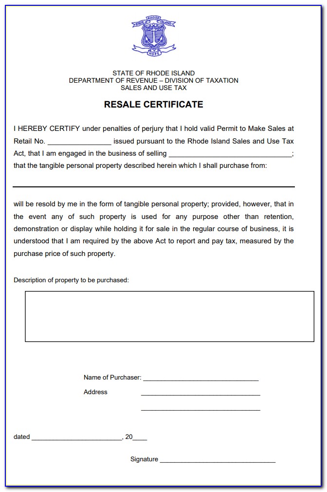 Crt 61 Certificate Of Resale Illinois