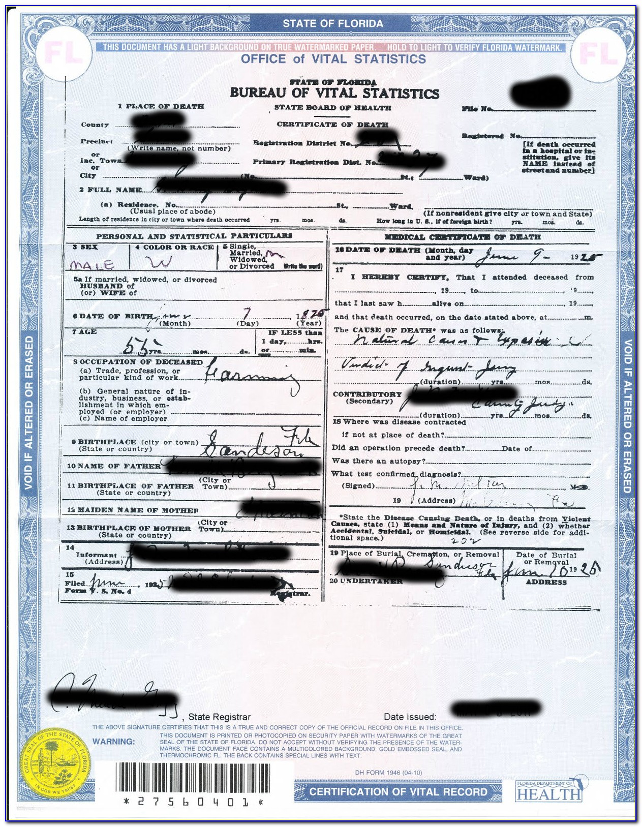 Death Certificate Orange County Florida