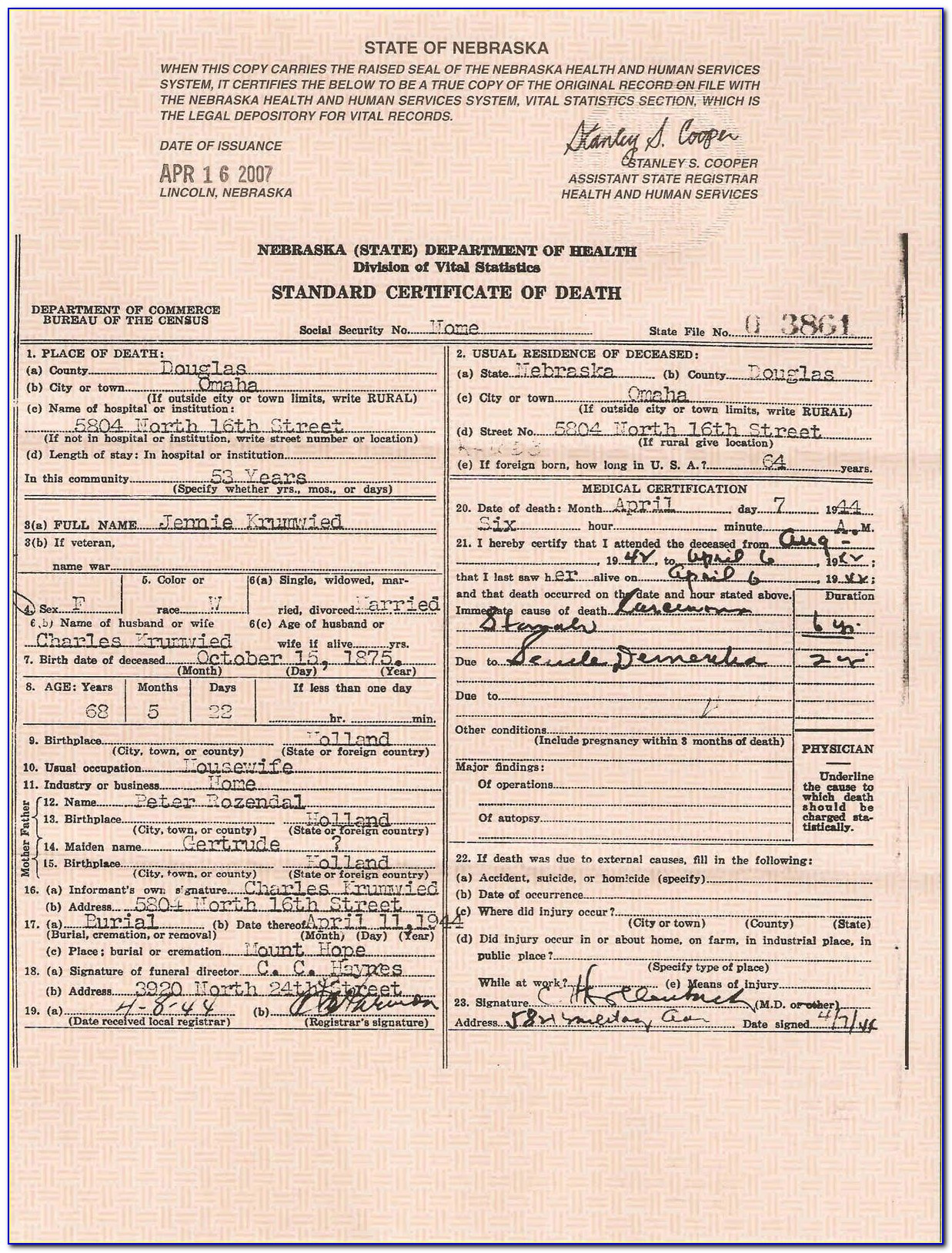 Douglas County Ne Birth Certificate