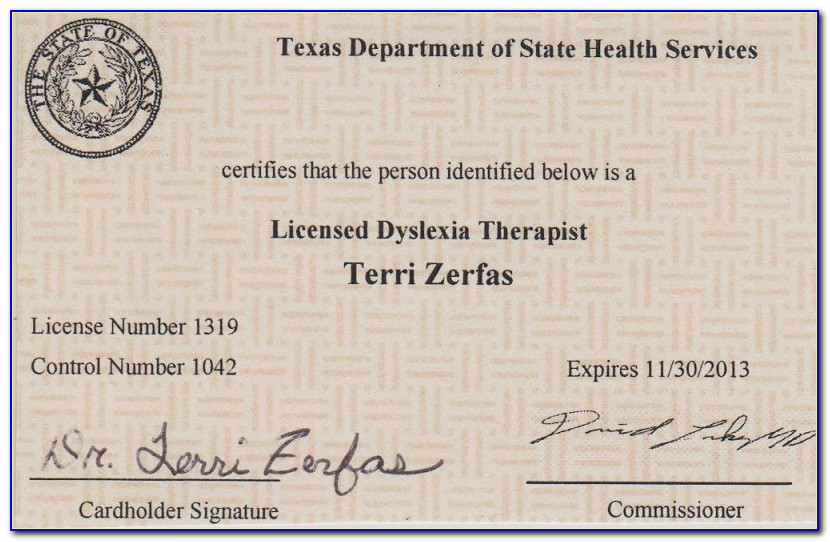 Dyslexia Therapist Certification Texas