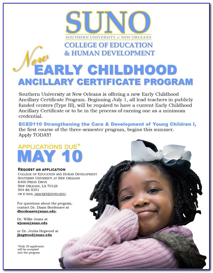Early Childhood Ancillary Certificate Application