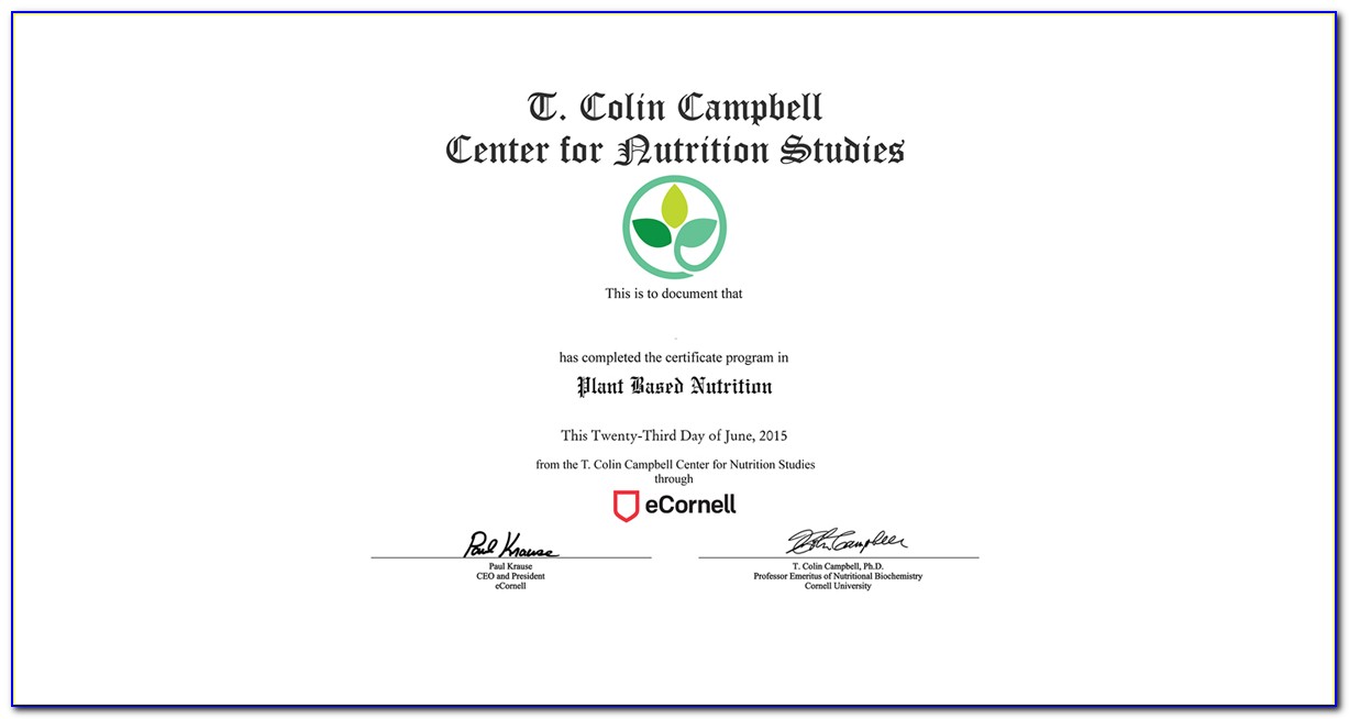 Ecornell Plant Based Nutrition Certification Program Reviews