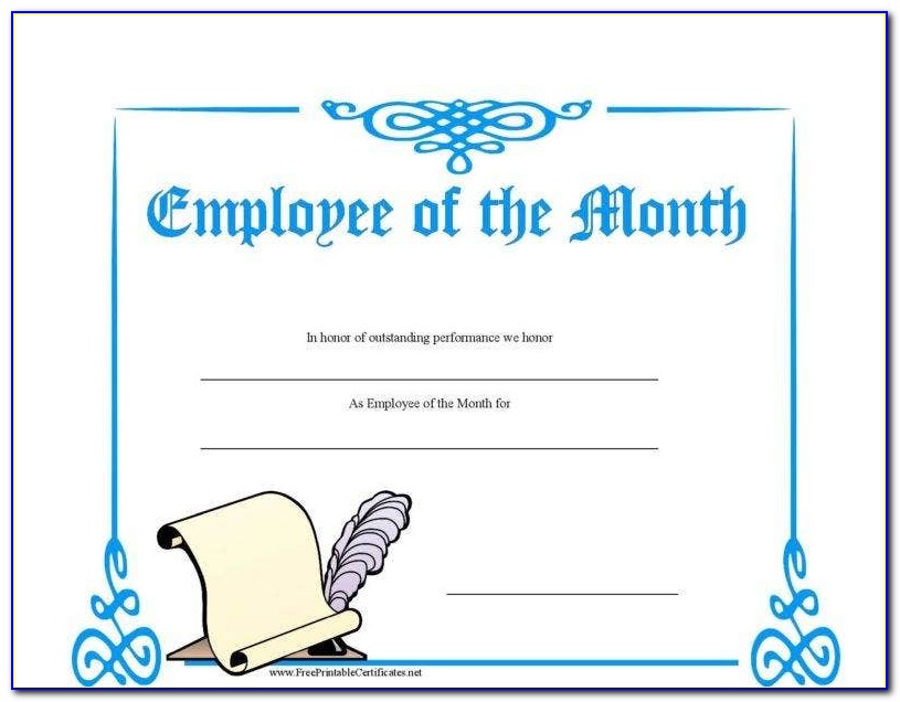 Employee Of The Month Certificate Templates Free