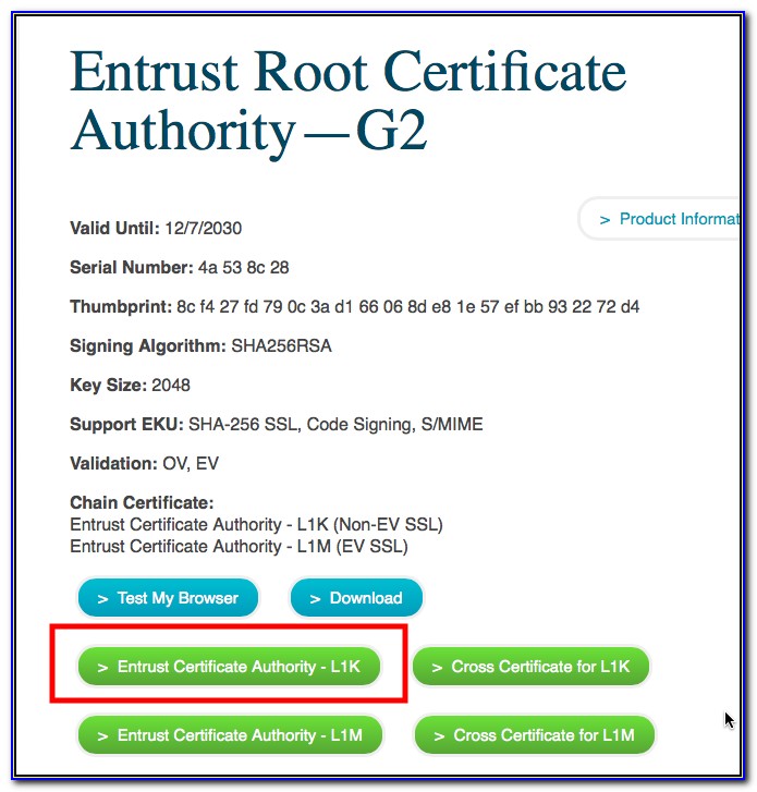 Entrust Certification Authority L1k Mac