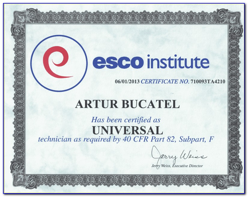 Epa Hvac Universal Certification