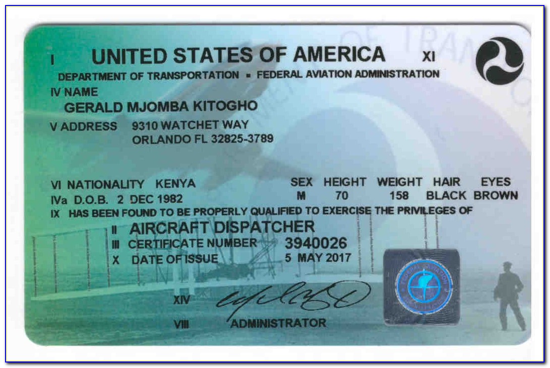 Faa Aircraft Dispatcher Certificate