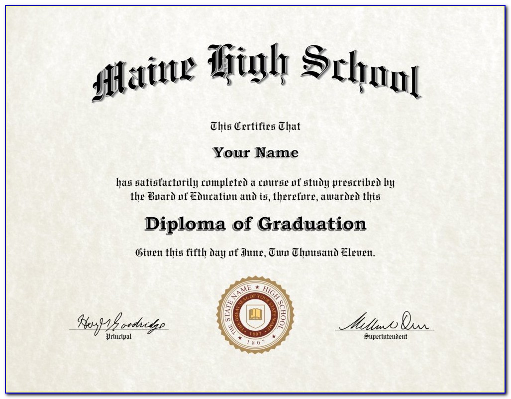 Fake High School Diploma Certificate