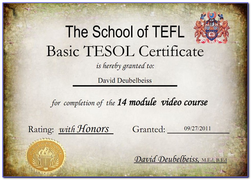Fake Tefl Certificate Template