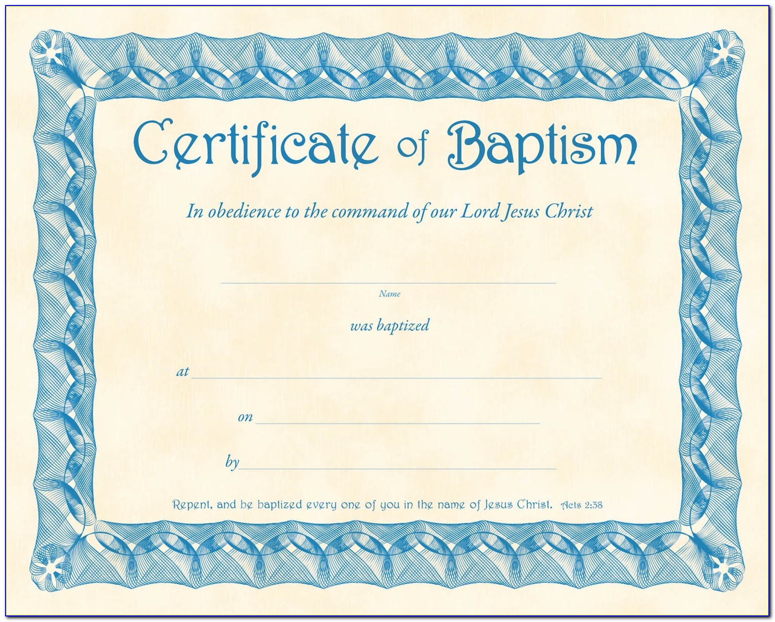 Fillable Baptism Certificate Free