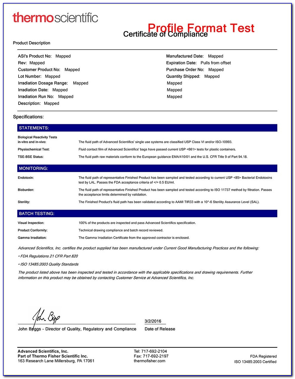 Fisher Scientific Certificate Of Analysis Search