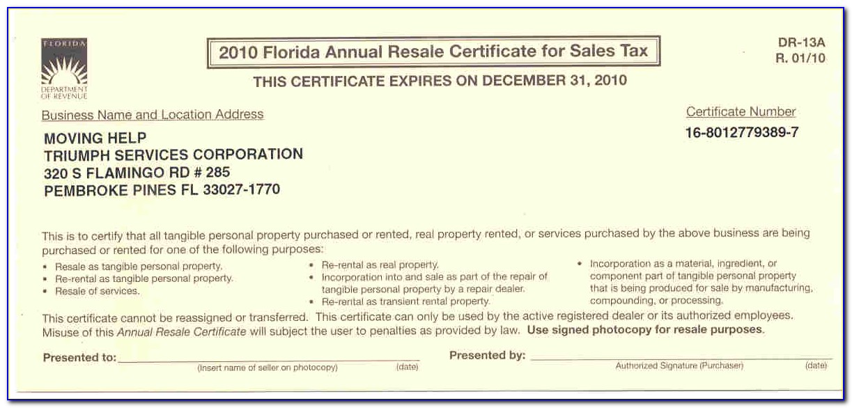 Florida Annual Resale Certificate Apply Online