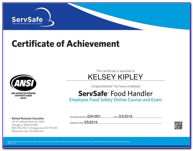 Food Handlers Card And Alcohol Service Certification