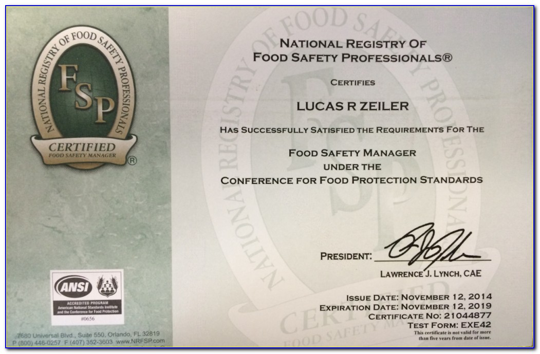 Food Manager Certification Illinois
