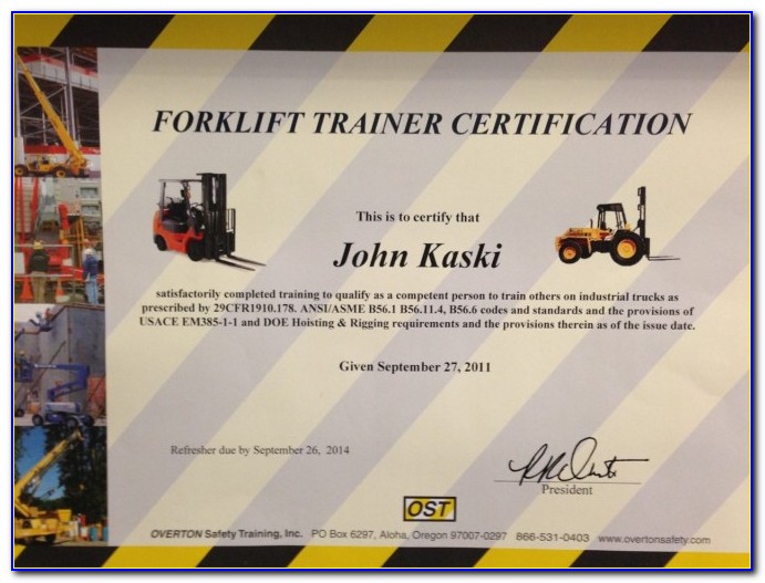 Forklift Gas Certification