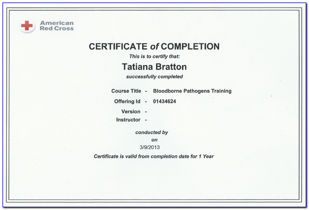 Free Bloodborne Pathogen Training Certificate