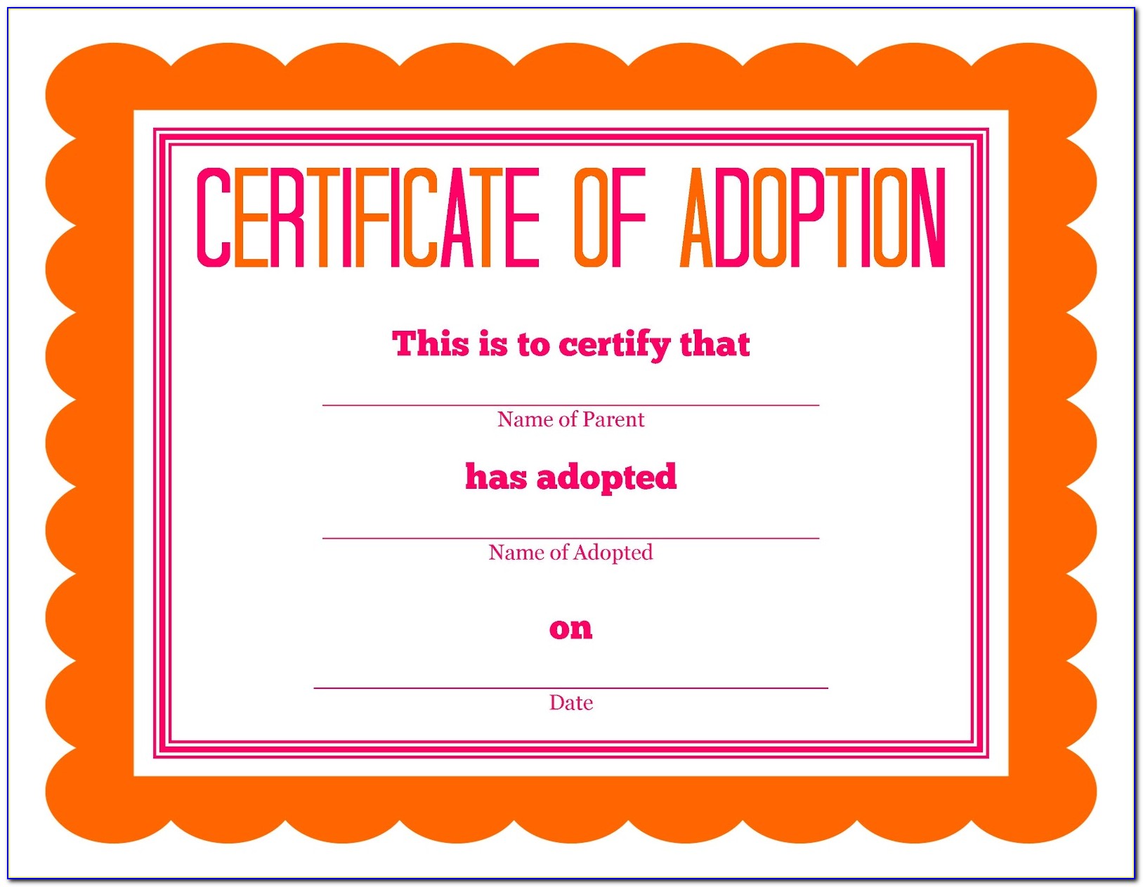 Free Printable Adoption Certificate Template