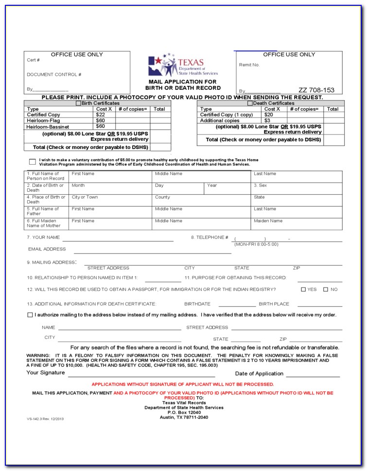 Get Copy Of Birth Certificate Texas