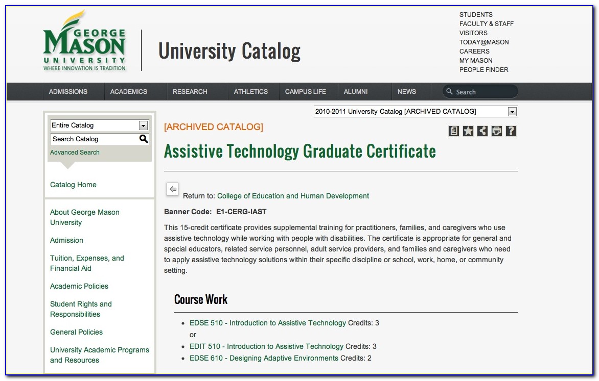 Gmu Graduate Certificate Programs