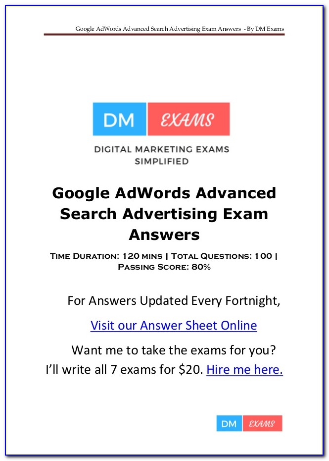 Google Adwords Certification Exam Link