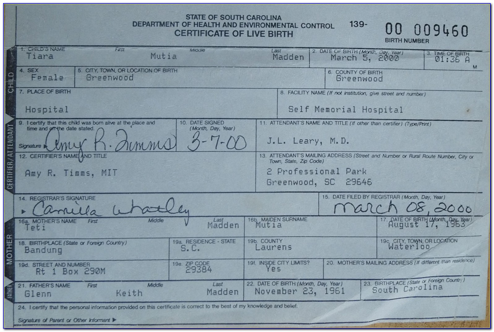 Greenville County Sc Birth Certificate