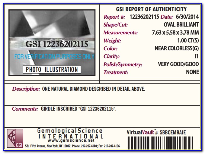 Gsi Certified Diamond Verification