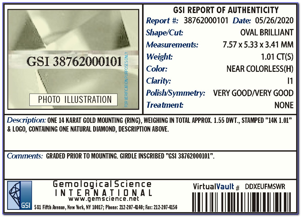 Gsi Diamond Certification Report