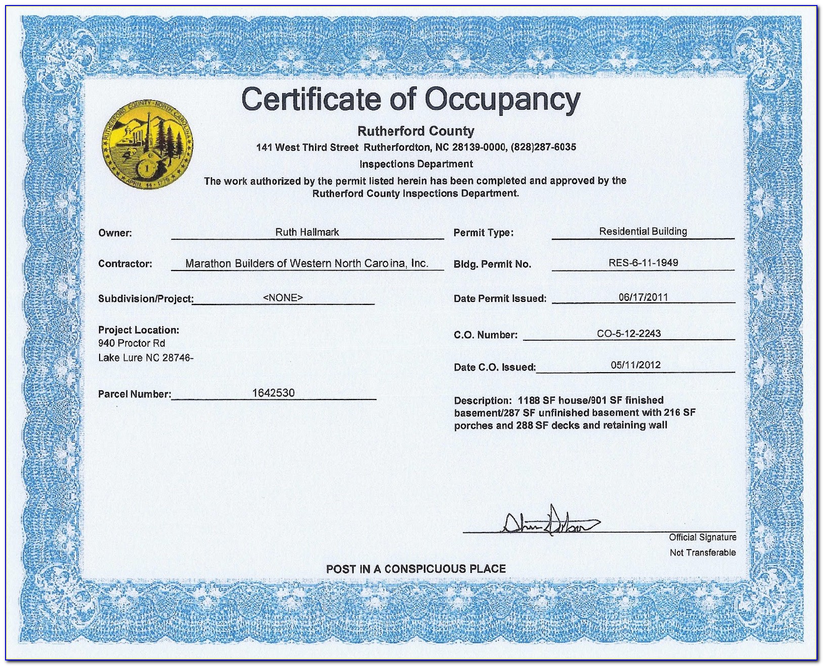 Harris County Tx Certificate Of Occupancy