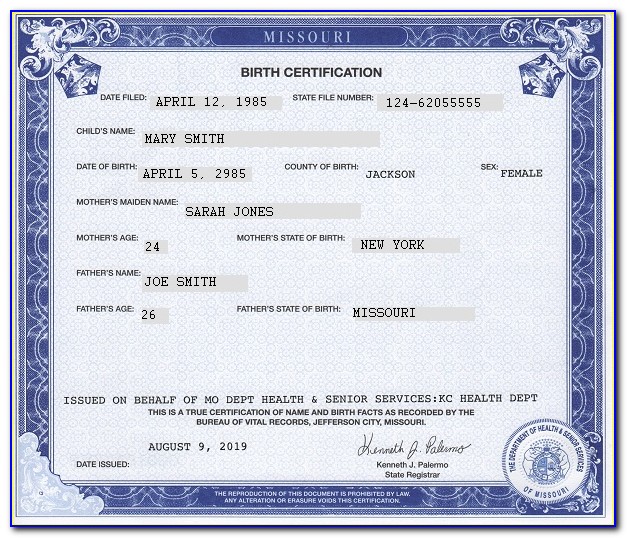How To Change A Birth Certificate In Missouri