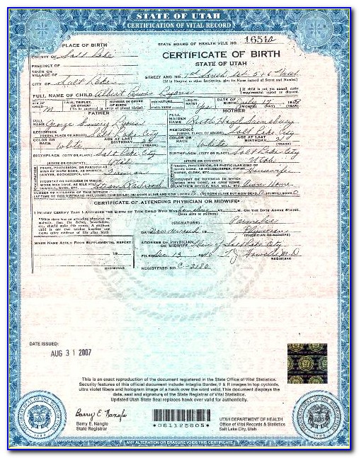 How To Get Birth Certificate For Newborn In Utah