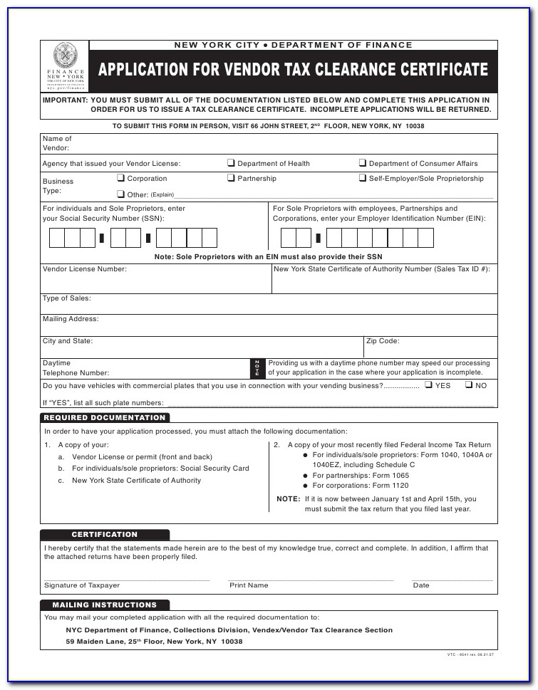 Irs Business Tax Clearance Certificate