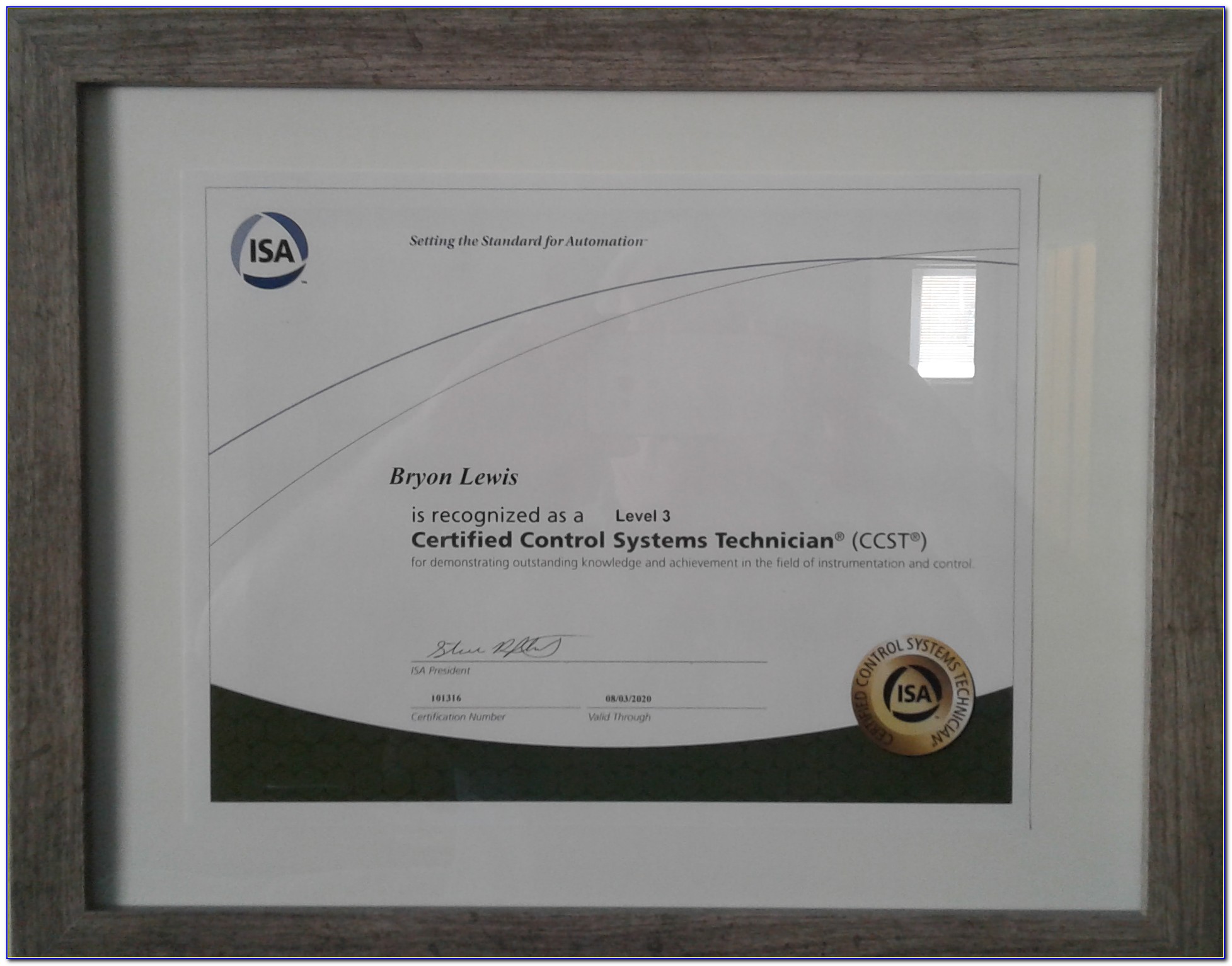 Isa Control System Technician Certification