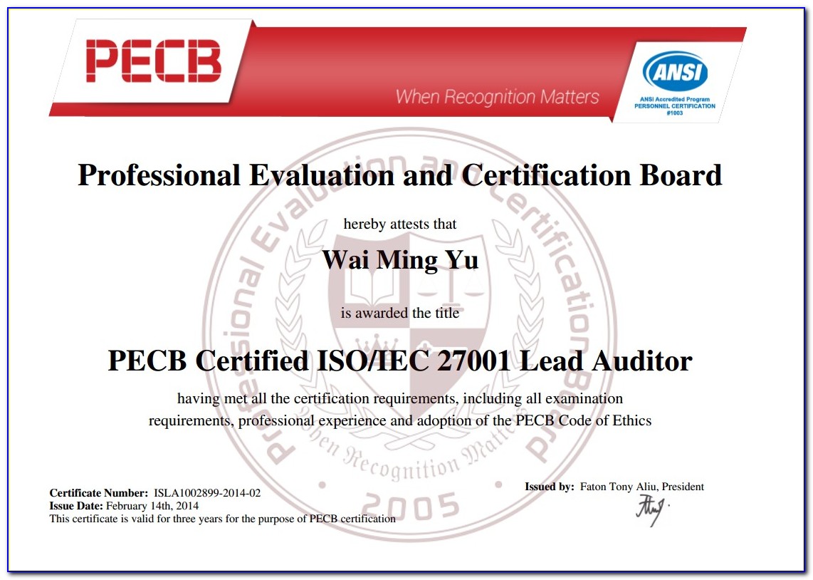 Iso 27001 Lead Implementer Certification Exam