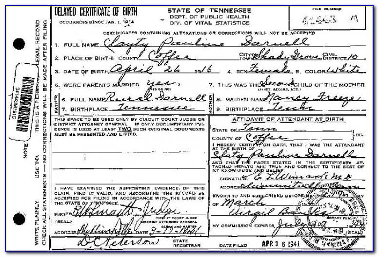 Knox County Tn Birth Certificate