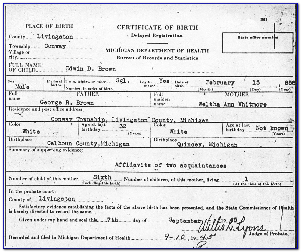 Lansing Mi Birth Certificate Copy