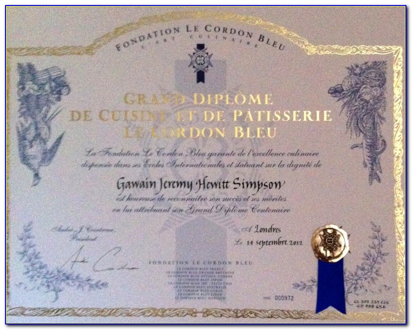 Le Cordon Bleu Certificate 3