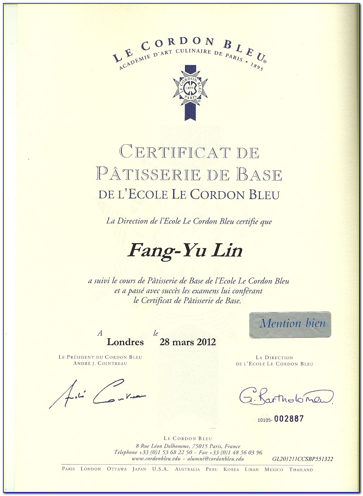 Le Cordon Bleu Certificate Iv