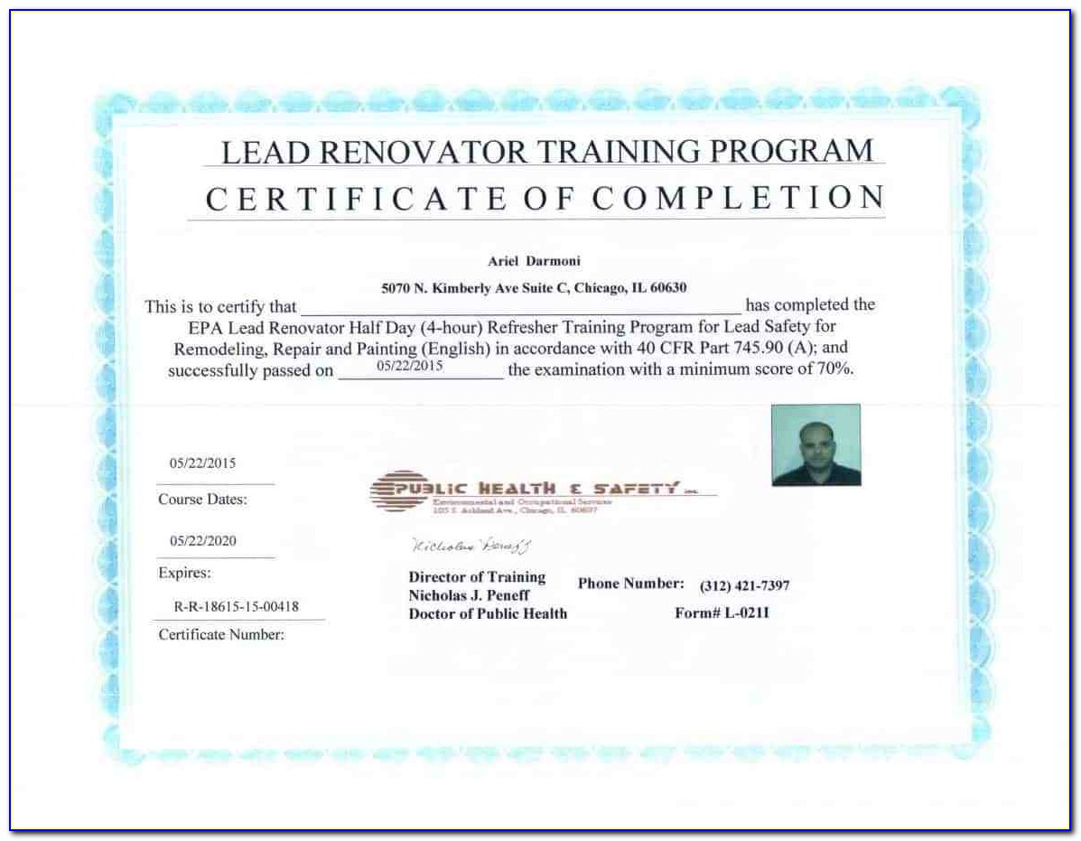 Lead Renovator Certification Initial