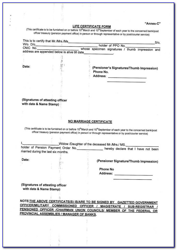 Life Certificate Form For Pensioners Govt. Of West Bengal