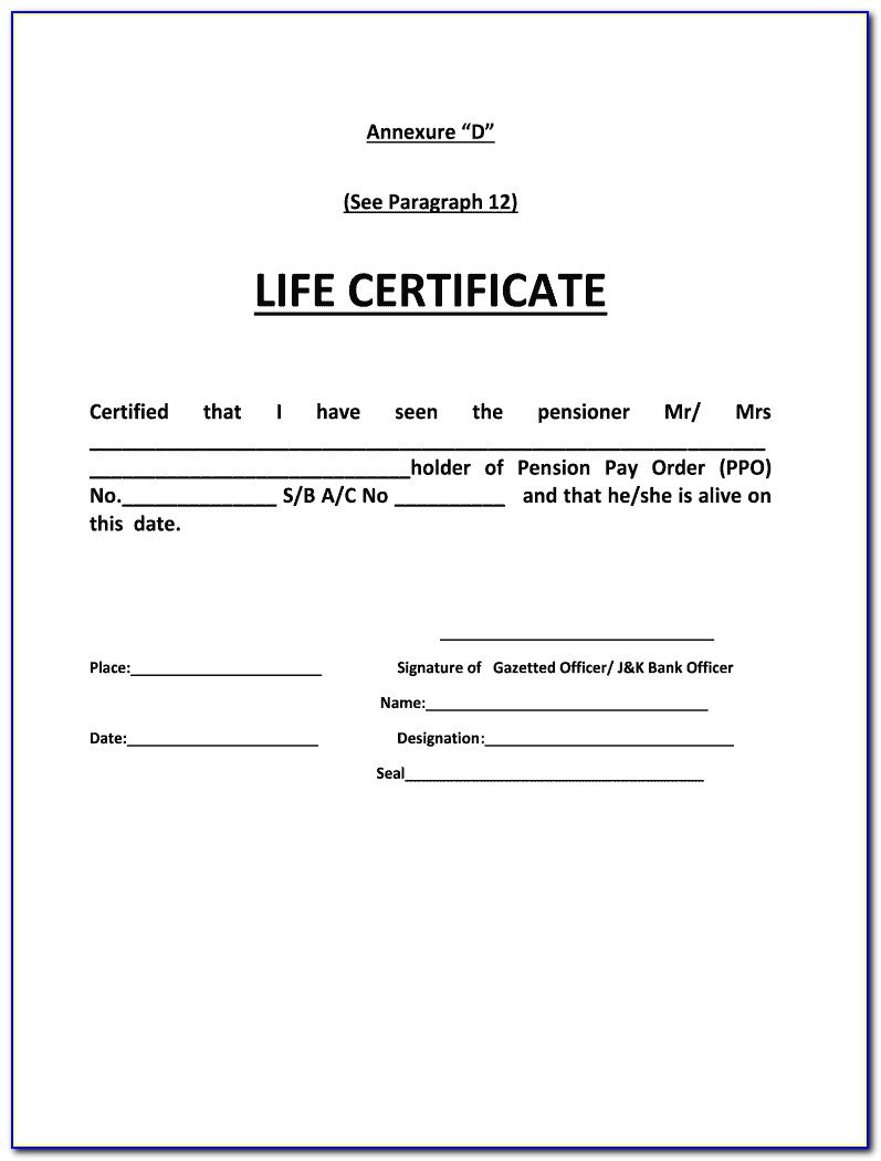 Life Certificate Form For Pensioners Guyana