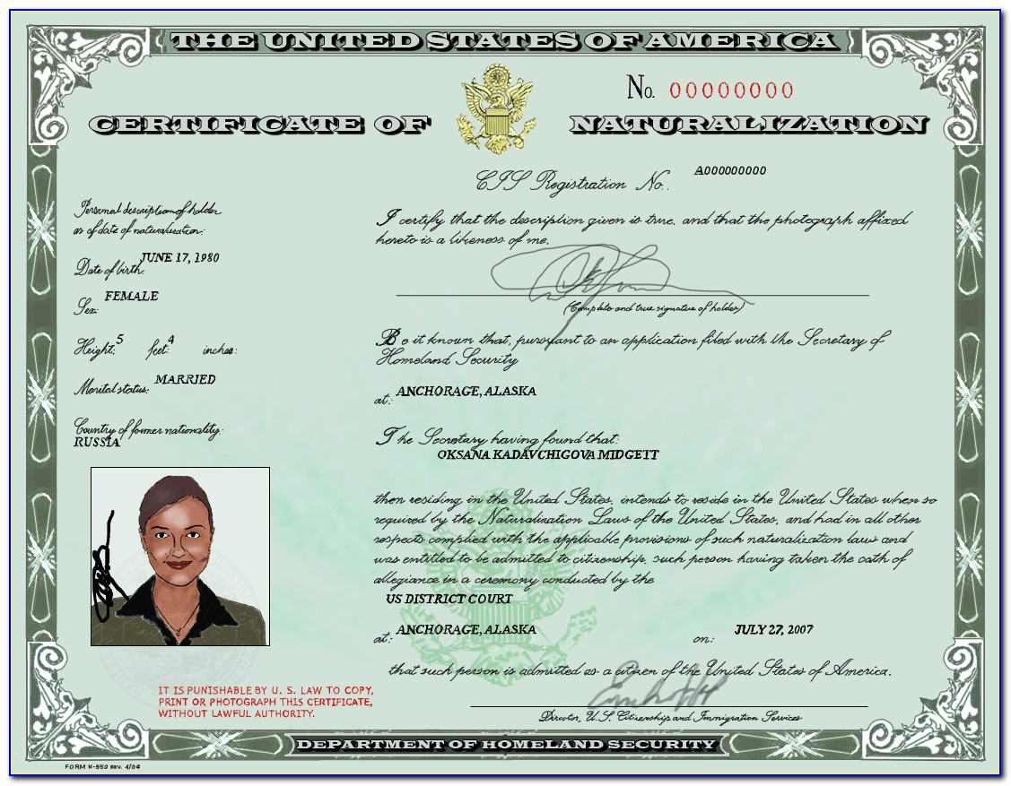 Lost Naturalization Certificate Passport