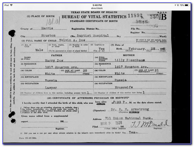 Midland County Texas Birth Certificates