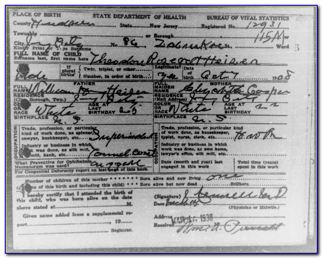 Morris County Nj Birth Certificate