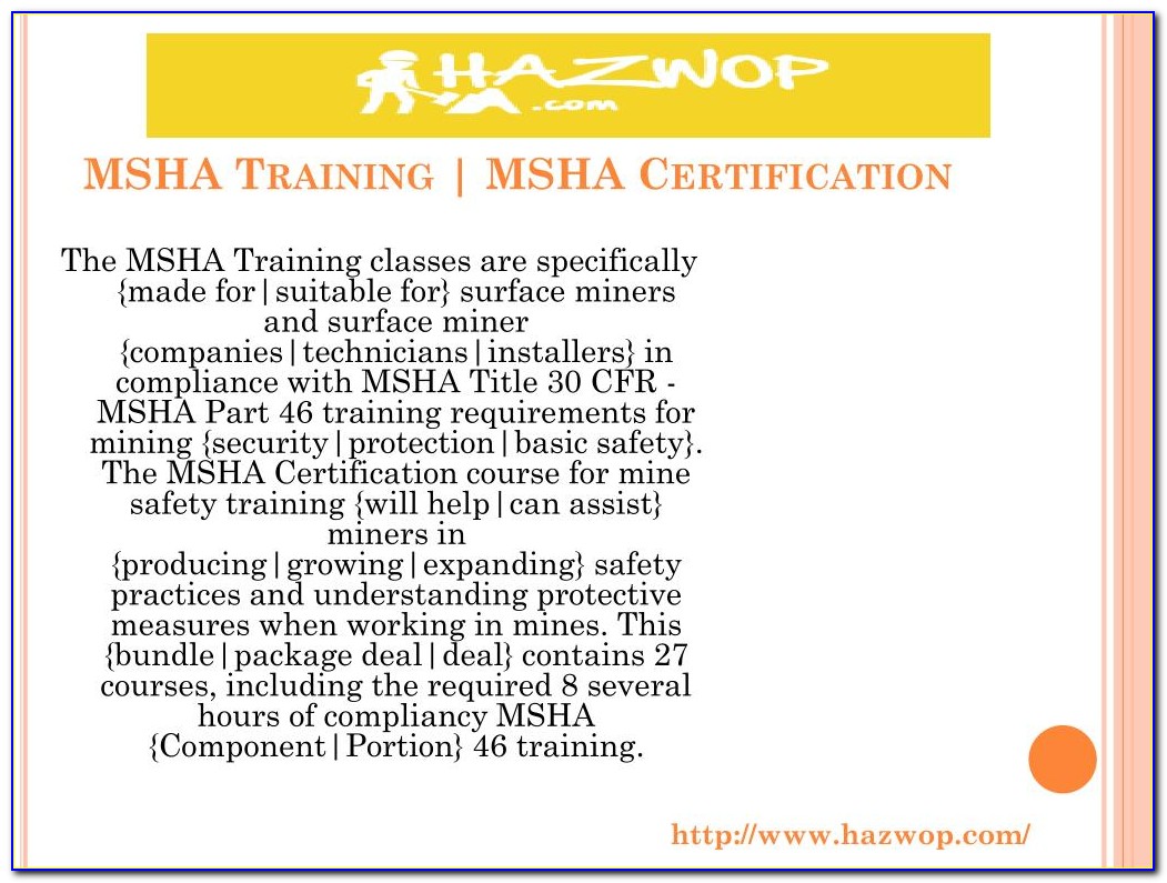 Msha Certified Trainer Requirements